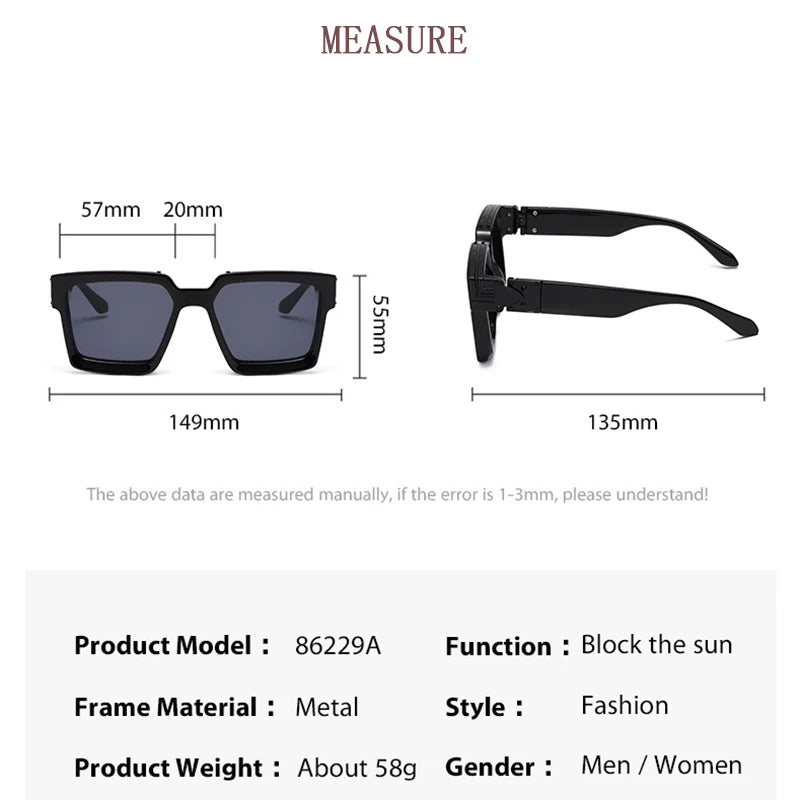 Vintage Luxury Millionaire Sunglasses for Men and Women Square Fashion Retro Trend Glasses