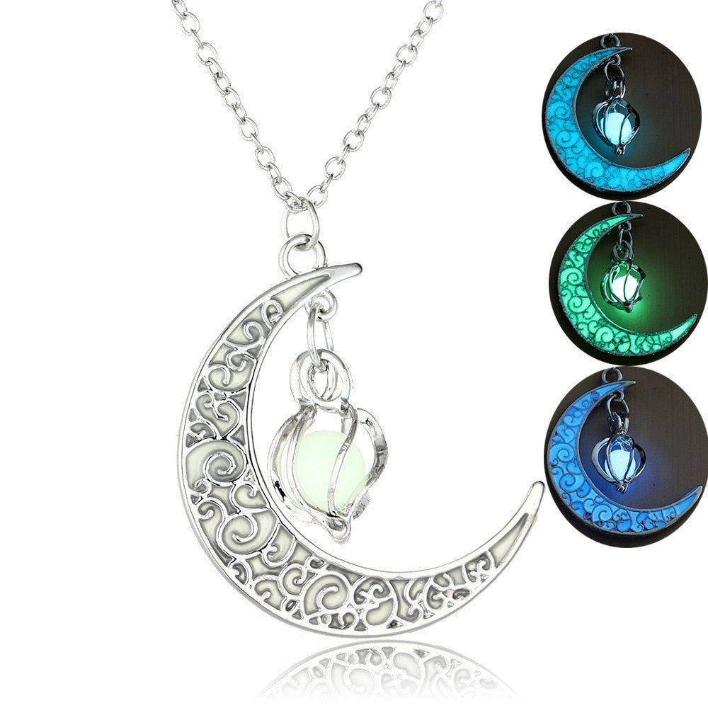 Bright Moon Gem Charm Necklace