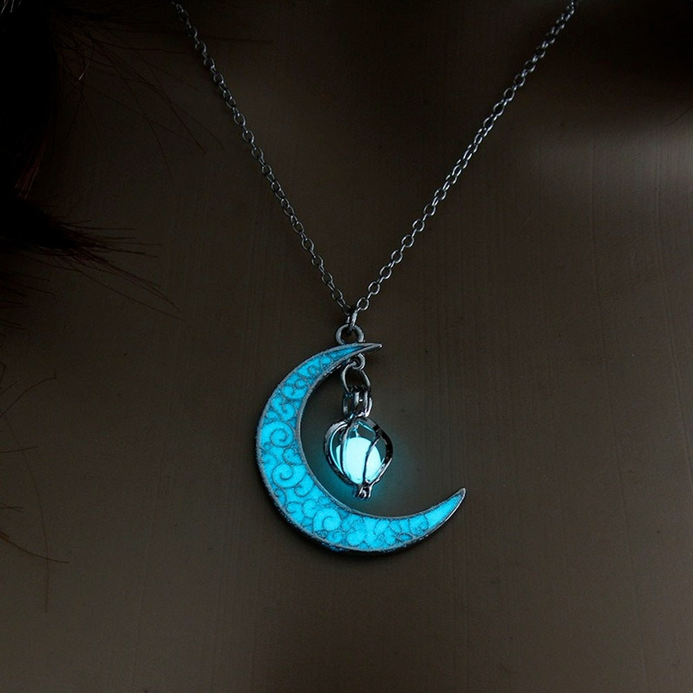 Bright Moon Gem Charm Necklace