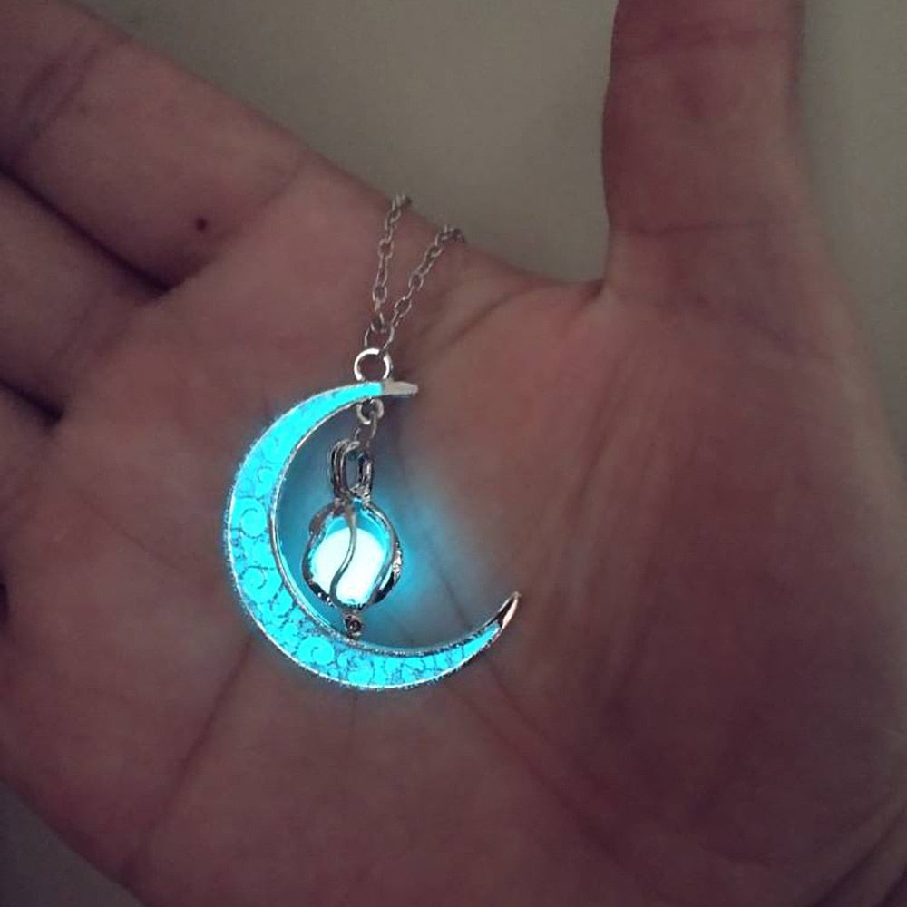 Bright Moon Gem Charm Necklace