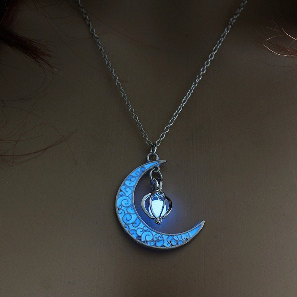 Bright Moon Gem Charm Necklace