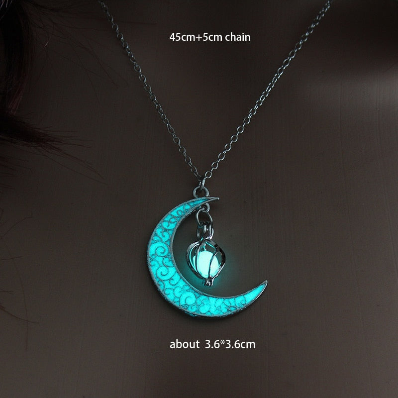 Bright Moon Gem Charm Necklace