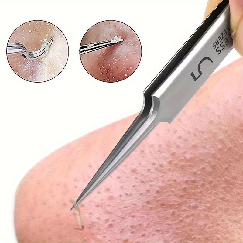 "Blackhead remover tool" "Acne treatment tools" "High-precision tweezers" "Stainless steel tweezers" "Blackhead extraction tool" "Professional facial tools""Health""Acne"